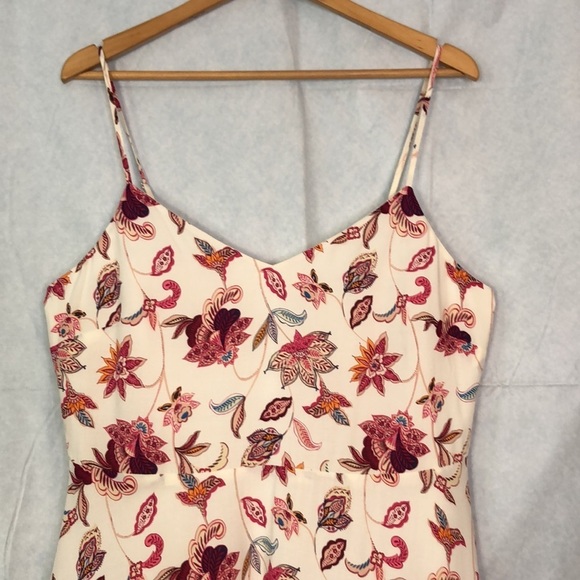 LOFT Outlet Womens Cream  Pink Floral Sleeveless Fit Flare Dress Size 12 - Picture 3 of 12